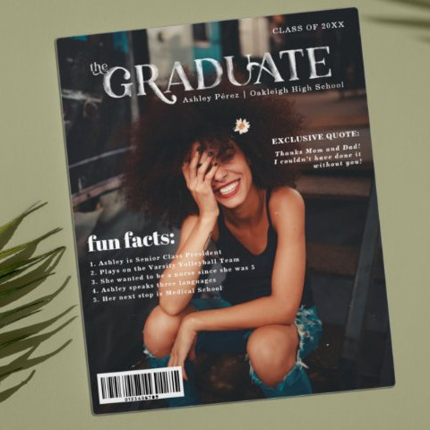 Personalized Graduate Postcard - Styled Like a Magazine Cover