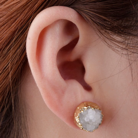 Natural Agate Geode Stud Earrings