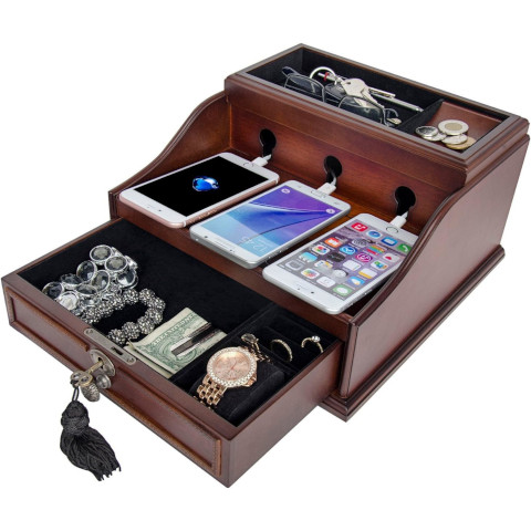 Elegant Wood Valet Charging Station