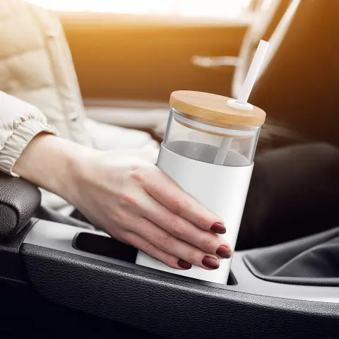hidden gift Glass Tumbler with Silicone Straw