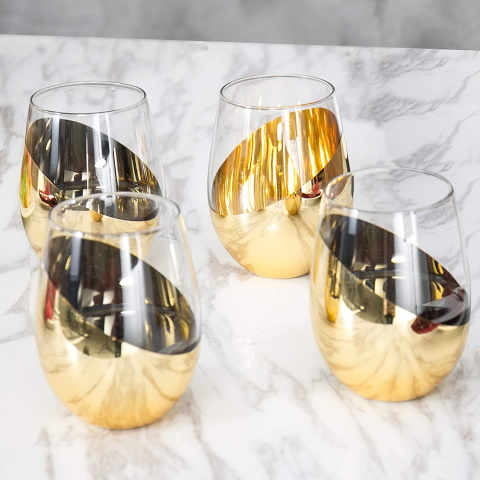 Gold Stemless Wine Glasses