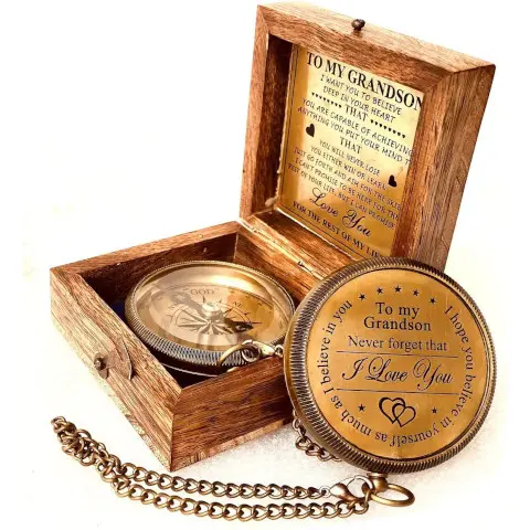 hidden gift Engraved Keepsakes Compass For Grandson