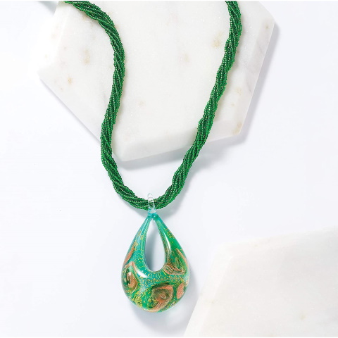 Sterling Silver Green Birth Necklace