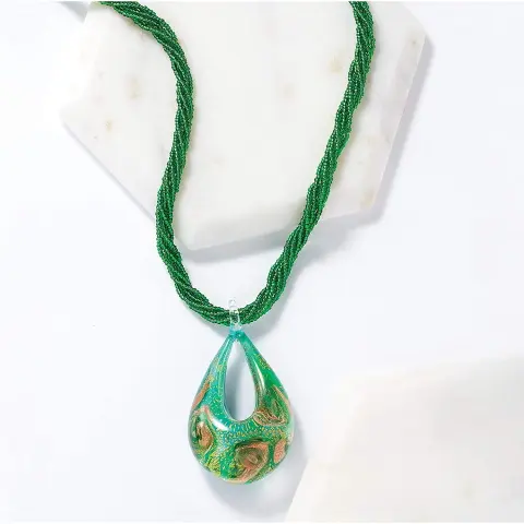hidden gift Sterling Silver Green Birth Necklace