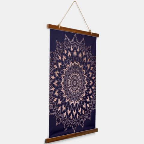 Rose Gold & Blue Mandala Hanging Tapestry