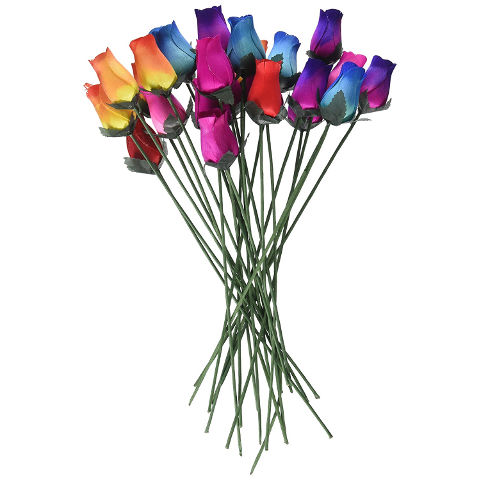 Two Dozen Wooden Mixed Color Roses
