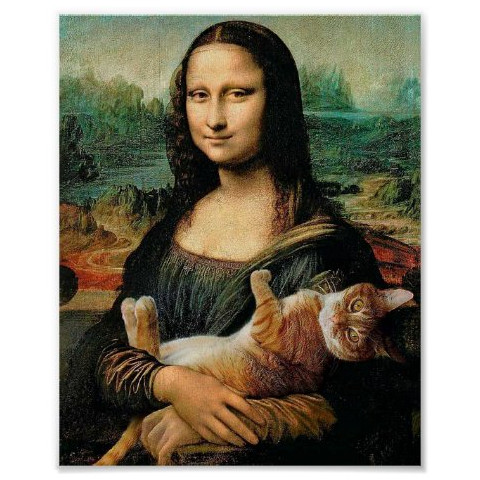 Mona Lisa Holding her Cat Poster