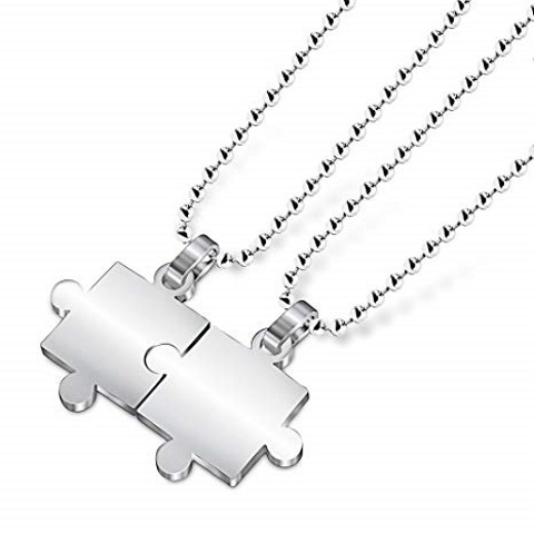 Puzzle-Piece Lovers Necklace