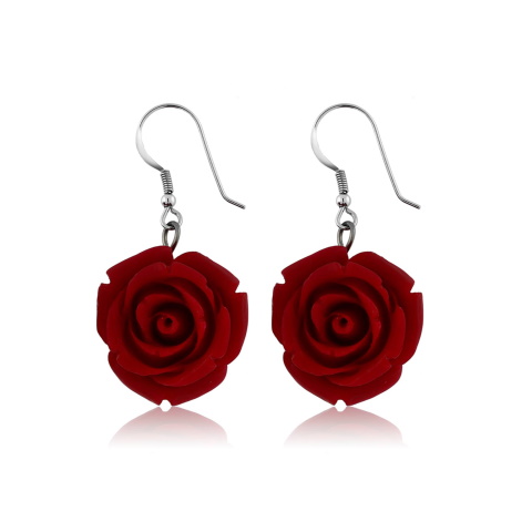 Carved Rose Earrings