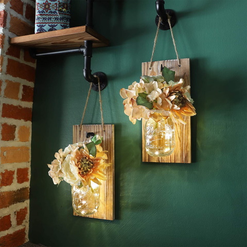 Rustic Mason Jar Wall Sconces