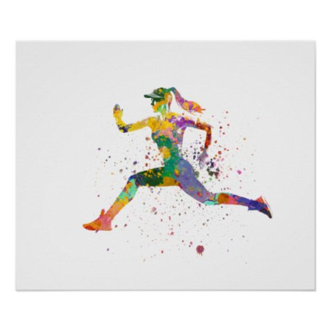 Runner In Watercolor Artwork