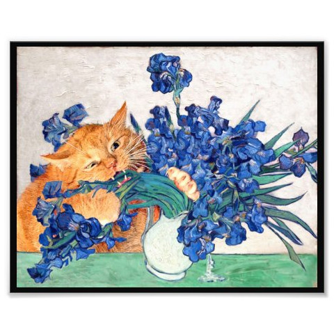 Cat Eating Van Gogh's Irises Poster